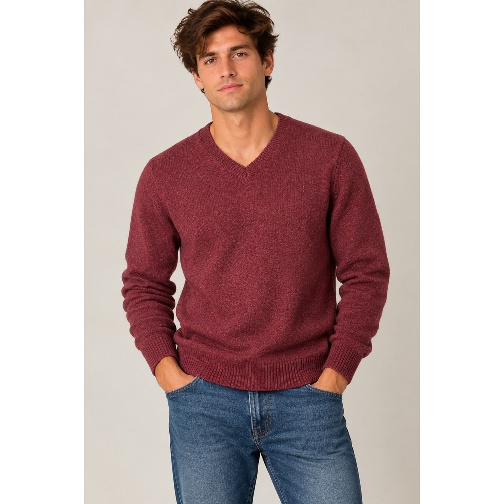 Banana Republic Burgundy V-Neck Cashmere Knit Sweater, Medium